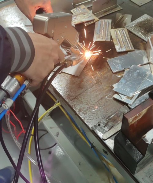 Handheld laser welding in action -real workshop operation